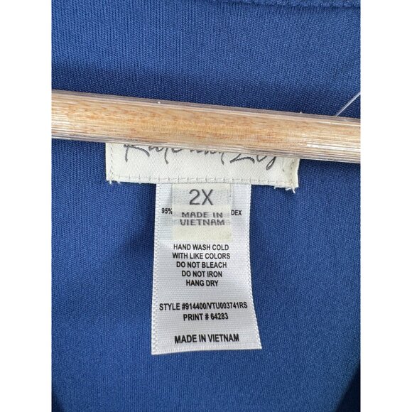 Kate & Lily floral sheer chiffon smocked boho dress‎ blue pink sz 2X - Picture 2 of 8